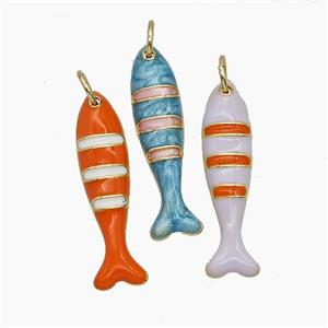 Copper Fish Pendant Enamel Gold Plated Mixed, approx 6-24mm [FN54432]