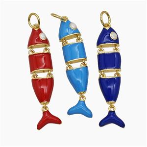 Copper Fish Pendant Enamel Gold Plated Mixed, approx 7-30mm [FN54446]