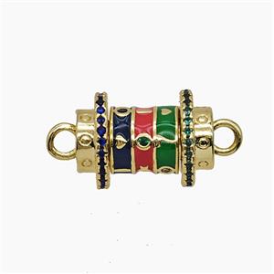 Copper Tube Connector Pave Zirconia Multicolor Enamel Gold Plated, approx 12-25mm [FN54461]