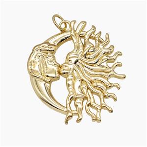 Copper Sun And Moon Pendant Gold Plated, approx 25mm [FN54466]