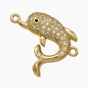 Copper Dolphin Connector Pave Zirconia 18K Gold Plated, approx 18mm [FN54474]