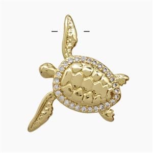 Copper Tortoise Pendant Pave Zirconia 18K Gold Plated, approx 16-22mm [FN54475]