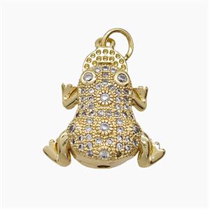 Copper Toad Pendant Pave Zirconia Frog 18K Gold Plated, approx 17mm [FN54478]