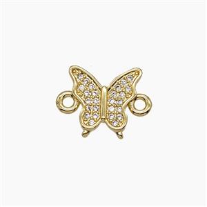 Copper Butterfly Connector Pave Zirconia 18K Gold Plated, approx 11mm [FN54481]