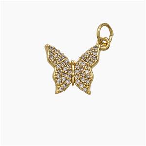 Copper Butterfly Pendant Pave Zirconia 18K Gold Plated, approx 11-12mm [FN54482]