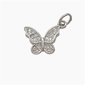 Copper Butterfly Pendant Pave Zirconia Platinum Plated, approx 10-12mm [FN54483]