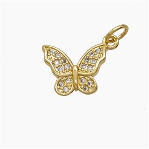 Copper Butterfly Pendant Pave Zirconia 18K Gold Plated, approx 10-12mm [FN54484]