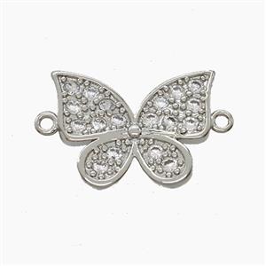 Copper Butterfly Connector Pave Zirconia Platinum Plated, approx 14-18mm [FN54485]