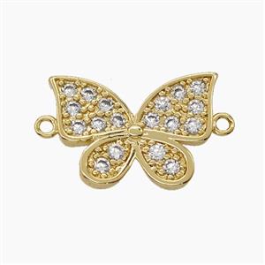 Copper Butterfly Connector Pave Zirconia 18K Gold Plated, approx 14-18mm [FN54486]