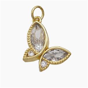 Copper Butterfly Pendant Pave Zirconia 18K Gold Plated, approx 10-16mm [FN54487]