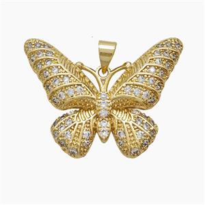 Copper Butterfly Pendant Pave Zirconia 18K Gold Plated, approx 23-30mm [FN54496]