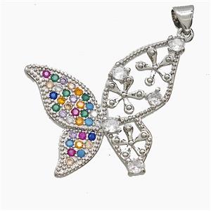 Copper Butterfly Pendant Pave Zirconia Platinum Plated, approx 20-28mm [FN54497]