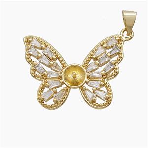 Copper Butterfly Pendant Pave Zirconia 18K Gold Plated, approx 20-25mm [FN54500]