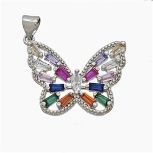 Copper Butterfly Pendant Pave Zirconia Platinum Plated, approx 18-24mm [FN54501]