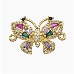 Copper Butterfly Connector Pave Zirconia 18K Gold Plated, approx 15-21mm [FN54504]