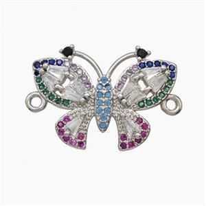 Copper Butterfly Connector Pave Zirconia Platinum Plated, approx 15-21mm [FN54505]
