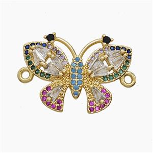 Copper Butterfly Connector Pave Zirconia 18K Gold Plated, approx 15-21mm [FN54506]