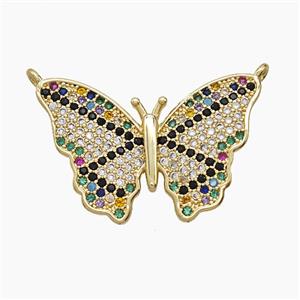 Copper Butterfly Pendant Pave Zirconia 2loops 18K Gold Plated, approx 18-27mm [FN54508]