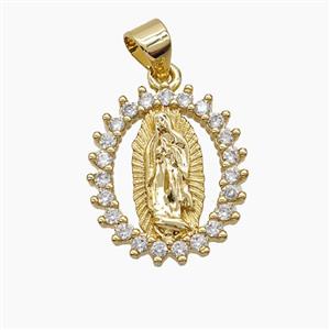 Copper Jesus Pendant Pave Zirconia 18K Gold Plated, approx 15-18mm [FN54509]
