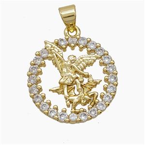 Copper Fairy Pendant Pave Zirconia 18K Gold Plated, approx 20mm [FN54510]