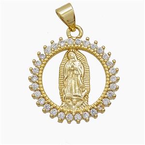 Copper Jesus Pendant Pave Zirconia 18K Gold Plated, approx 20mm [FN54511]