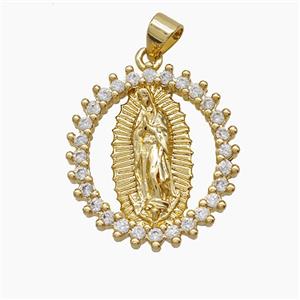 Copper Jesus Pendant Pave Zirconia 18K Gold Plated, approx 21-24mm [FN54514]