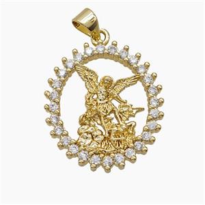 Copper Fairy Pendant Pave Zirconia 18K Gold Plated, approx 21-24mm [FN54515]