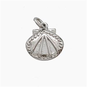 Copper Scallop Shell Pendant Platinum Plated, approx 13mm [FN54530]