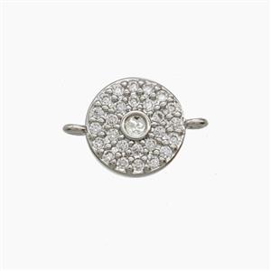 Copper Circle Connector Pave Zirconia Platinum Plated, approx 10mm [FN54536]