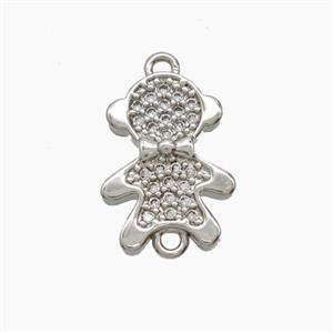 Copper Kids Connector Pave Zirconia Platinum Plated, approx 11-16mm [FN54544]
