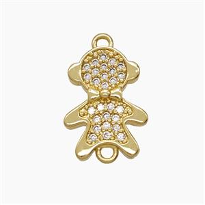 Copper Kids Connector Pave Zirconia 18K Gold Plated, approx 11-16mm [FN54545]