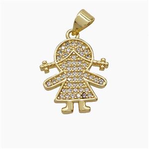 Copper Kids Girls Pendant Pave Zirconia 18K Gold Plated, approx 15-16mm [FN54547]