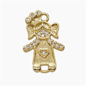 Copper Kids Girls Pendant Pave Zirconia 18K Gold Plated, approx 11-18mm [FN54549]