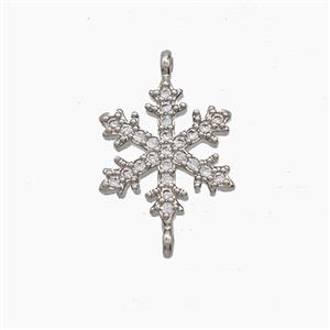 Copper Snowflake Connector Pave Zirconia Platinum Plated, approx 13mm [FN54552]
