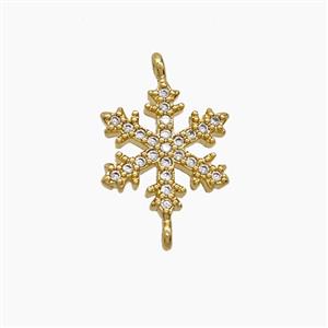Copper Snowflake Connector Pave Zirconia 18K Gold Plated, approx 13mm [FN54553]