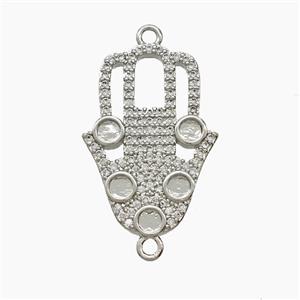 Copper Hamsahand Connector Pave Zirconia Platinum Plated, approx 16-24mm [FN54555]