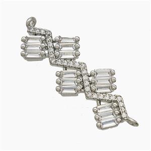 Copper Leaf Connector Pave Zirconia Platinum Plated, approx 11-30mm [FN54558]