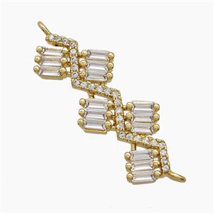 Copper Leaf Connector Pave Zirconia 18K Gold Plated, approx 11-30mm [FN54559]