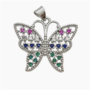 Copper Butterfly Pendant Pave Zirconia Platinum Plated, approx 20-25mm [FN54579]