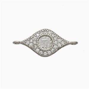 Copper Eye Connector Pave Zirconia Platinum Plated, approx 10-16mm [FN54582]