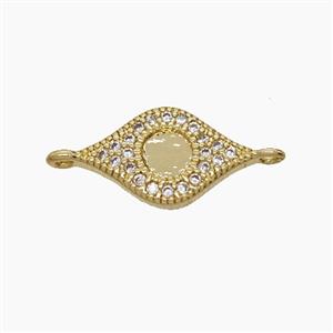 Copper Eye Connector Pave Zirconia 18K Gold Plated, approx 10-16mm [FN54583]