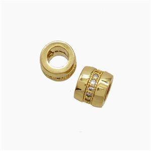 Copper Tube Beads Pave Zirconia 18K Gold Plated, approx 6mm [FN54588]