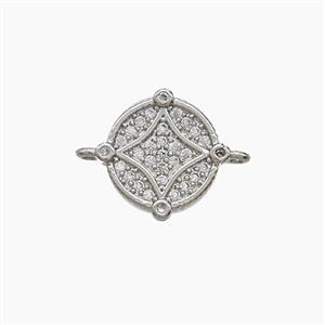Copper Coin Connector Pave Zirconia Star Platinum Plated, approx 10mm [FN54589]