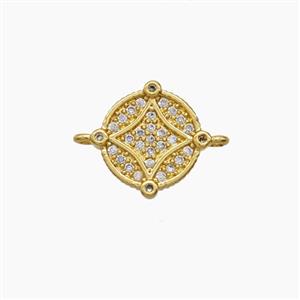 Copper Coin Connector Pave Zirconia Star 18K Gold Plated, approx 10mm [FN54590]