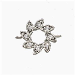 Copper Flower Connector Pave Zirconia Platinum Plated, approx 15mm [FN54591]