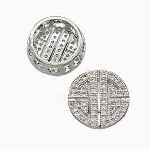 Copper Button Beads Pave Zirconia Platinum Plated, approx 13mm [FN54597]