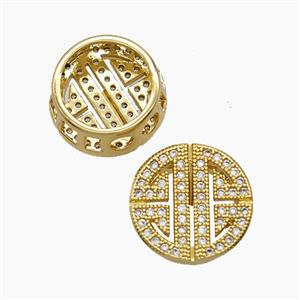 Copper Button Beads Pave Zirconia 18K Gold Plated, approx 13mm [FN54598]