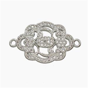 Copper Flower Connector Pave Zirconia Platinum Plated, approx 15-20mm [FN54601]