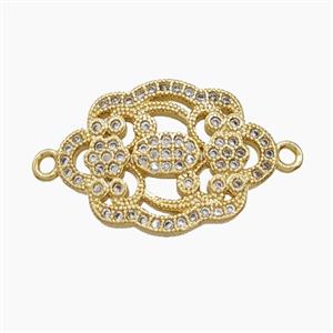 Copper Flower Connector Pave Zirconia 18K Gold Plated, approx 15-20mm [FN54602]