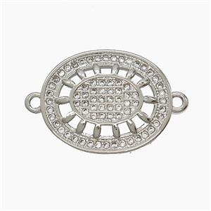Copper Flower Connector Pave Zirconia Oval Platinum Plated, approx 15.5-19mm [FN54603]